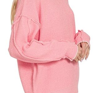 Zenana Outfitters Pink Crew Neck Sweater